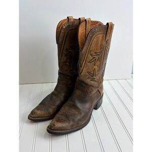 Vintage Texas Imperial Distressed Brown Leather Western Boots 8.5D Pointed Toe